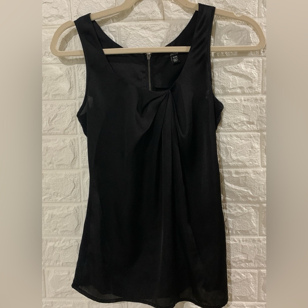 EXCELLENT CONDITION JACOB BLACK SILK SATIN RUCHED | BACK ZIPPET | SIZE XS